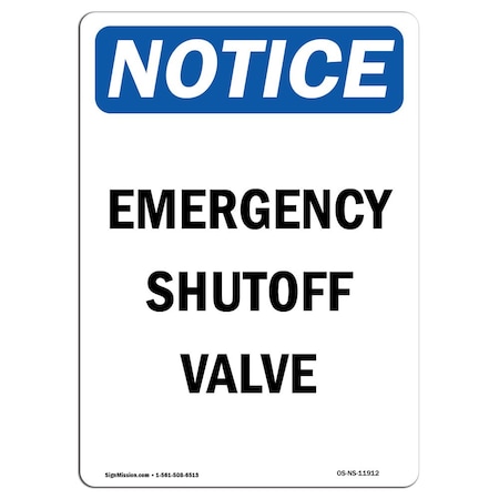 Signmission OSHA Notice, 5" Height, Emergency Shutoff Valve Sign, 5" X 3.5", Portrait OS-NS-D-35-V-11912
